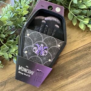 Wednesday Makeup Brush Set with Purple and Black Design
